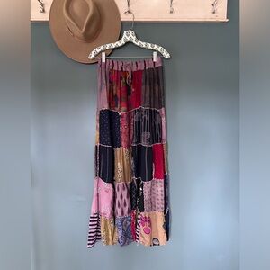 A little bizarre :: 100% viscose patchwork Wide Leg Embroidered Pants sz xs/s